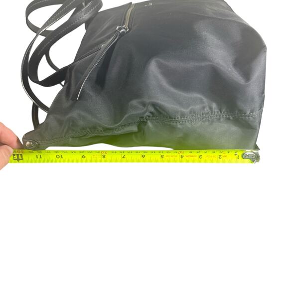 Cole Haan Black Nylon Tote Bag Leather Trim Zip Top Shoulder Bag Travel Purse - Picture 6 of 10